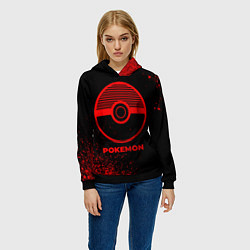 Толстовка-худи женская Pokemon - red gradient, цвет: 3D-черный — фото 2