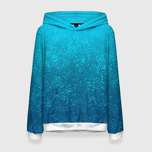 Женская толстовка Лазурный голубой текстурный градиент / 3D-Белый – фото 1