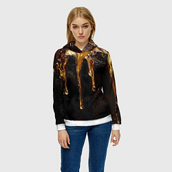 Толстовка-худи женская Стекающий мед - текстура, цвет: 3D-белый — фото 2