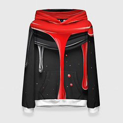 Толстовка-худи женская Красная и черная краска текстура, цвет: 3D-белый