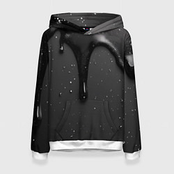 Толстовка-худи женская Черная текстура - хром, цвет: 3D-белый