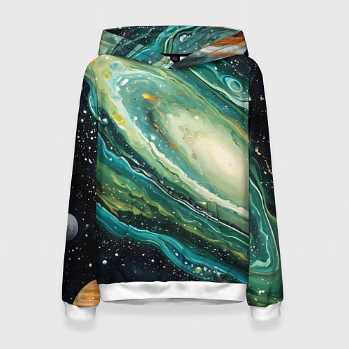 Женская толстовка Зеленая вселенная / 3D-Белый – фото 1