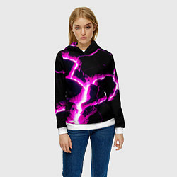 Толстовка-худи женская Color pink black, цвет: 3D-белый — фото 2