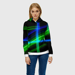 Толстовка-худи женская Color blue black green, цвет: 3D-белый — фото 2
