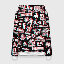 Толстовка-худи женская Fortnite glitch game, цвет: 3D-белый