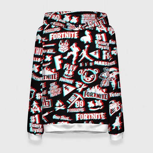 Женская толстовка Fortnite glitch game / 3D-Белый – фото 1