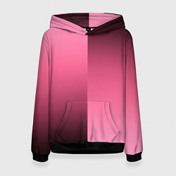 Толстовка-худи женская Розовый с затемнением градиент пополам, цвет: 3D-черный