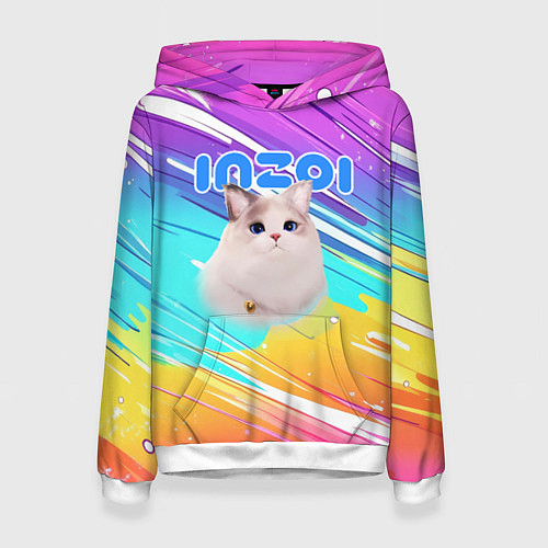 Женская толстовка Inzoi кошечка на радужном фоне / 3D-Белый – фото 1