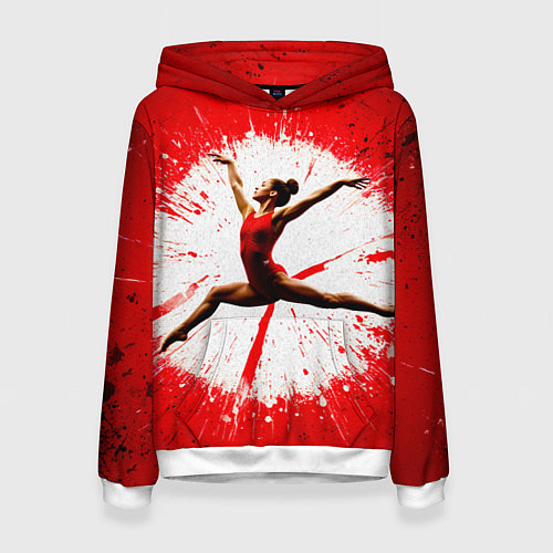 Женская толстовка Воздушная гимнастка на красном / 3D-Белый – фото 1