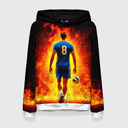 Толстовка-худи женская Волейболист в огне, цвет: 3D-белый