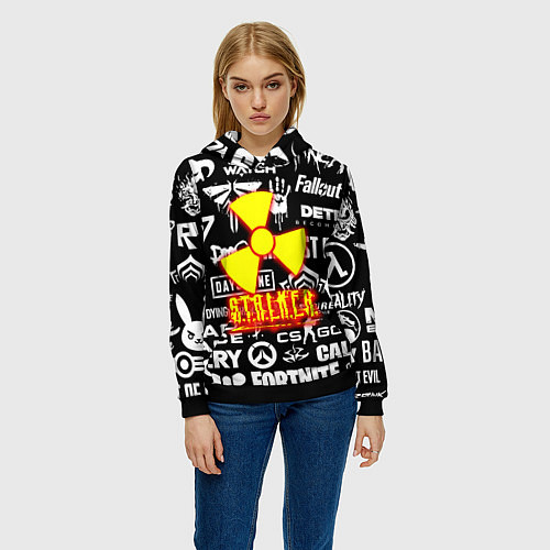 Женская толстовка Сталкер все логотипы игр / 3D-Черный – фото 3