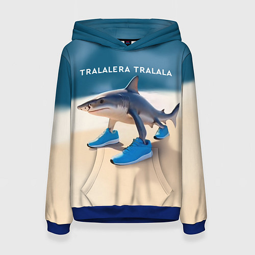 Женская толстовка Акула в кроссовках - брейнрот мем / 3D-Синий – фото 1