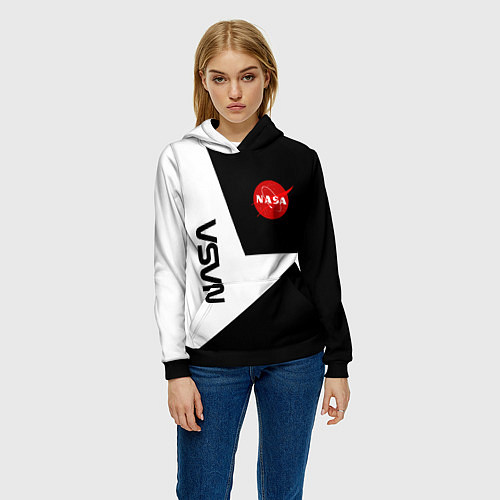 Женская толстовка Nasa текстура геометрия / 3D-Черный – фото 3