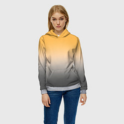 Толстовка-худи женская Бледный жёлто-серый градиент, цвет: 3D-меланж — фото 2