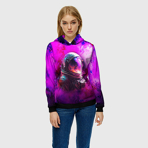 Женская толстовка Космонавт красочный / 3D-Черный – фото 3