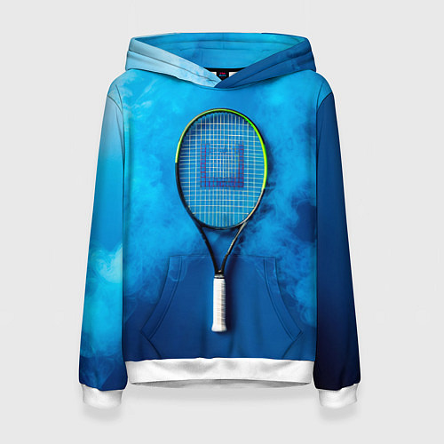 Женская толстовка Теннисная ракетка в синем дыму / 3D-Белый – фото 1