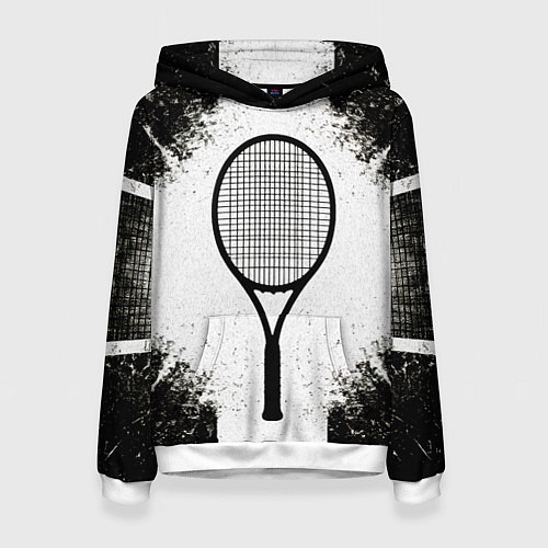 Женская толстовка Теннисная ракетка в черно-белом / 3D-Белый – фото 1