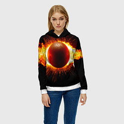 Толстовка-худи женская Ядро для талкания в огне, цвет: 3D-белый — фото 2