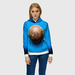 Толстовка-худи женская Ядро для талкания на синем, цвет: 3D-белый — фото 2