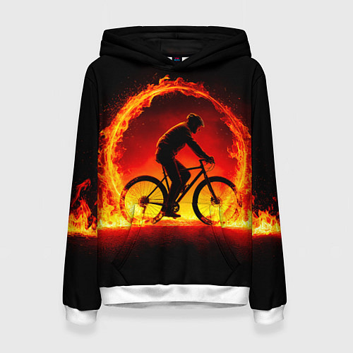 Женская толстовка Трековый велосипедист в огне / 3D-Белый – фото 1