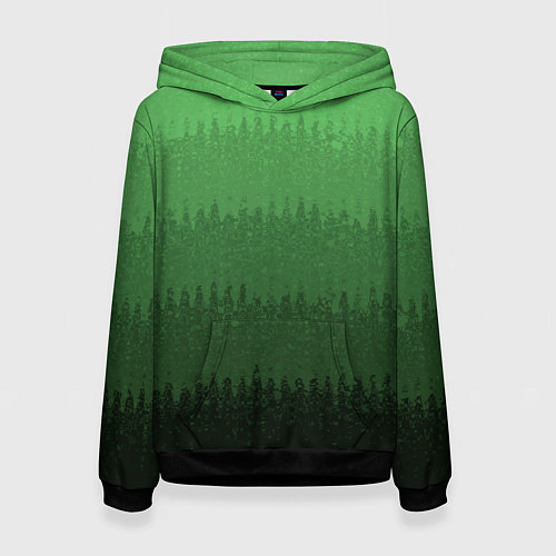 Женская толстовка Зеленый градиент текстурные полосы / 3D-Черный – фото 1