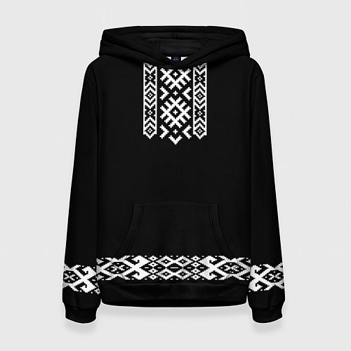 Женская толстовка Славянский орнамент и узор на черном - вышиванка р / 3D-Черный – фото 1