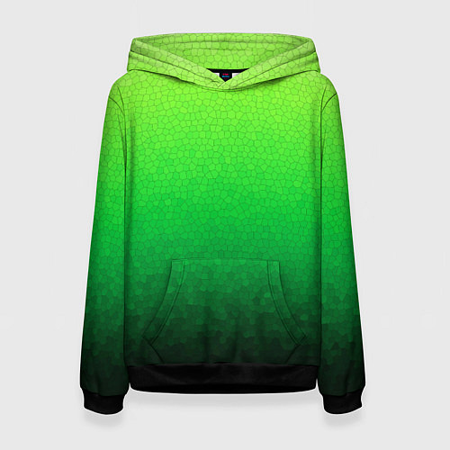 Женская толстовка Градиент мозаика зелёный в тёмный / 3D-Черный – фото 1