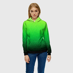 Толстовка-худи женская Градиент мозаика зелёный в тёмный, цвет: 3D-черный — фото 2