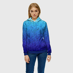Толстовка-худи женская Сине-голубой градиент текстура, цвет: 3D-синий — фото 2