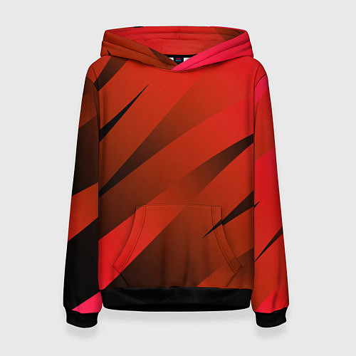 Женская толстовка Красно-коричневый абстрактные полосы / 3D-Черный – фото 1