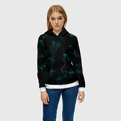 Толстовка-худи женская Color black turquoise, цвет: 3D-белый — фото 2