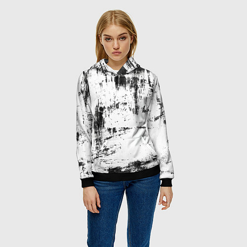 Женская толстовка Color black and white / 3D-Черный – фото 3