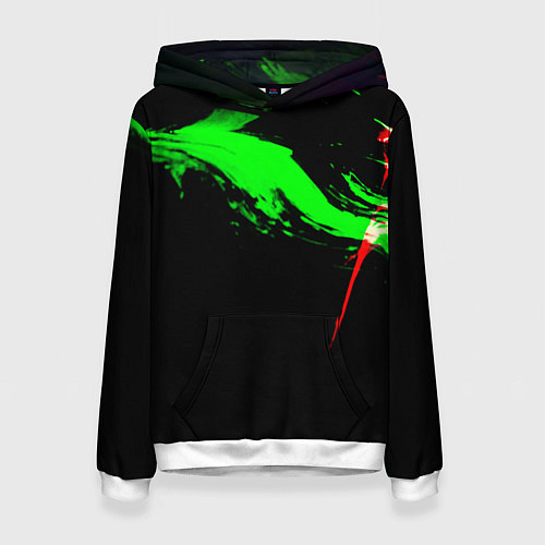Женская толстовка Color black green red / 3D-Белый – фото 1