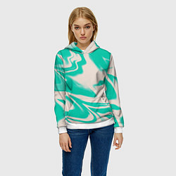 Толстовка-худи женская Color white turquoise, цвет: 3D-белый — фото 2