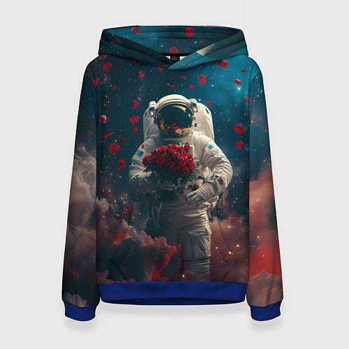 Женская толстовка Космонавт с букетом роз / 3D-Синий – фото 1