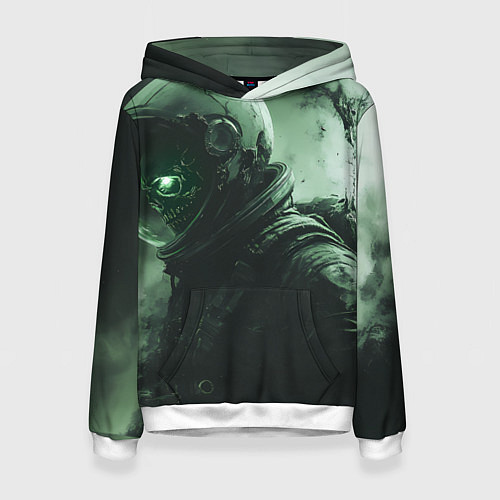 Женская толстовка Зеленый скелет космонавта / 3D-Белый – фото 1