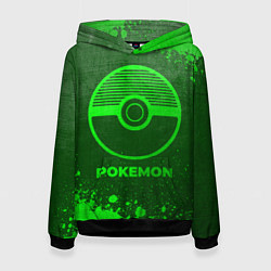Толстовка-худи женская Pokemon - green gradient, цвет: 3D-черный