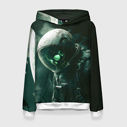 Толстовка-худи женская Скелет космонавта в космосе, цвет: 3D-белый
