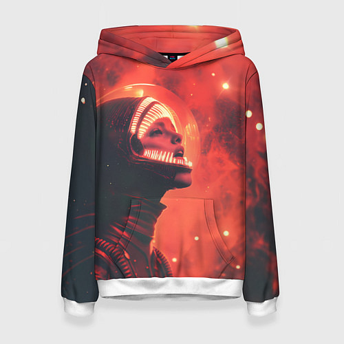 Женская толстовка Девушка в космосе в костюме чужого / 3D-Белый – фото 1