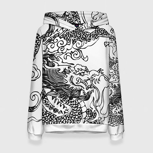 Женская толстовка Татуировка дракона на белом / 3D-Белый – фото 1
