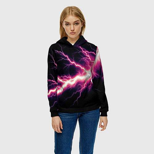 Женская толстовка Lightning pink / 3D-Черный – фото 3