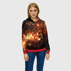 Толстовка-худи женская Искры и огоньки текстура, цвет: 3D-красный — фото 2