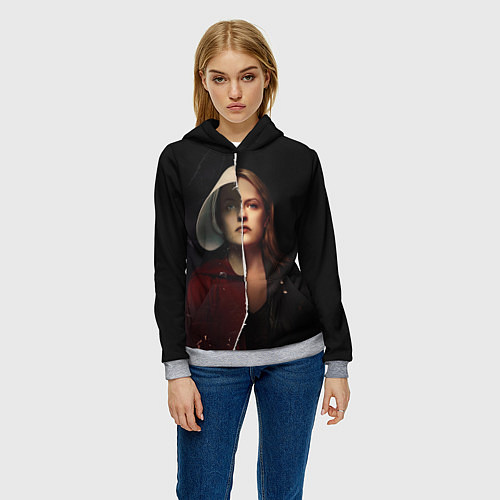 Женская толстовка Джун Осборн - Рассказ служанки / 3D-Меланж – фото 3