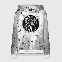 Толстовка-худи женская Рок энд ролл, цвет: 3D-белый