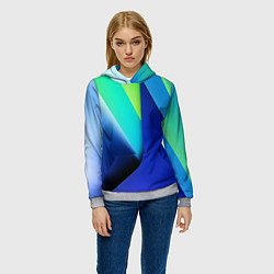 Толстовка-худи женская Color blue green, цвет: 3D-меланж — фото 2