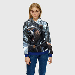 Толстовка-худи женская Зима - русский медведь, цвет: 3D-синий — фото 2
