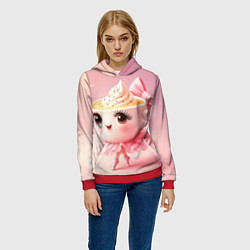 Толстовка-худи женская Балерина капучино розовый, цвет: 3D-красный — фото 2