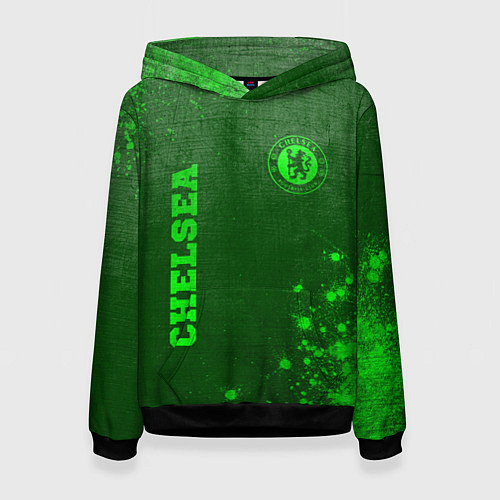 Женская толстовка Chelsea - green gradient вертикально / 3D-Черный – фото 1