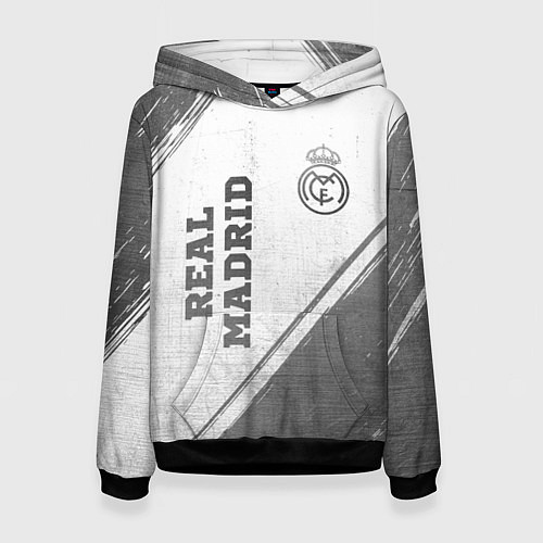 Женская толстовка Real Madrid - white gradient вертикально / 3D-Черный – фото 1