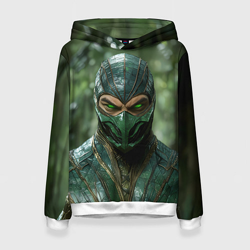 Женская толстовка Рептилия с зелеными глазами / 3D-Белый – фото 1